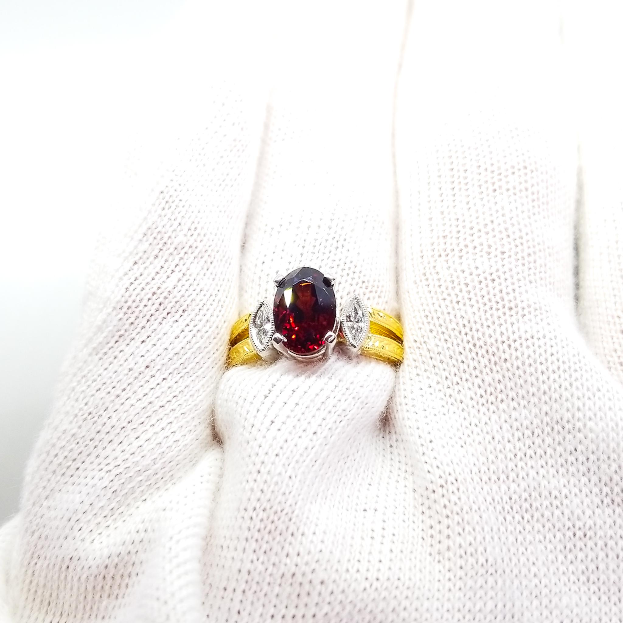 2.46 Carat GIA Certified Natural AAA Red Spinel .12 Diamond Ring Platinum 18KY en Nuevo estado para la venta en Lambertville , NJ