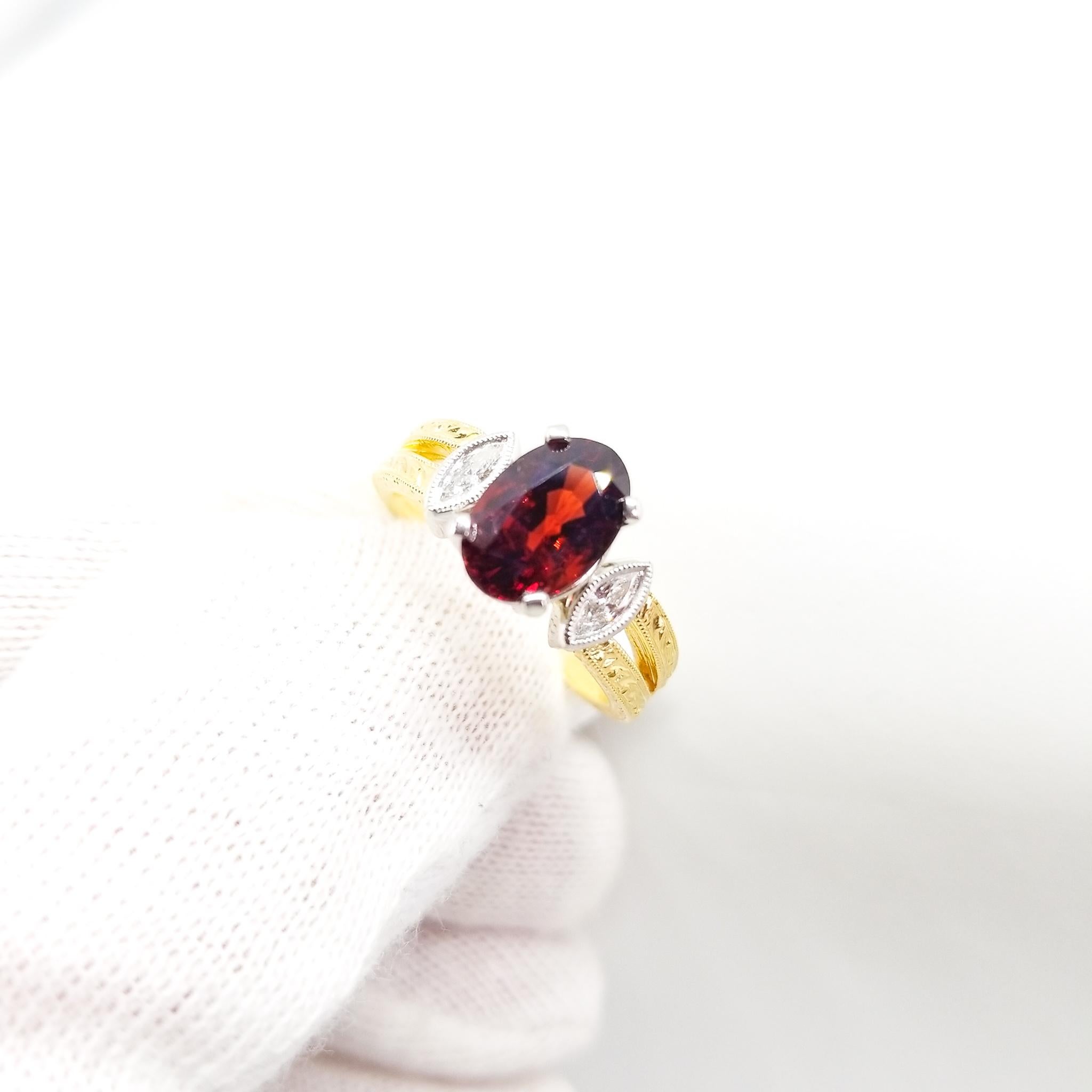 2.46 Carat GIA Certified Natural AAA Red Spinel .12 Diamond Ring Platinum 18KY en venta 2