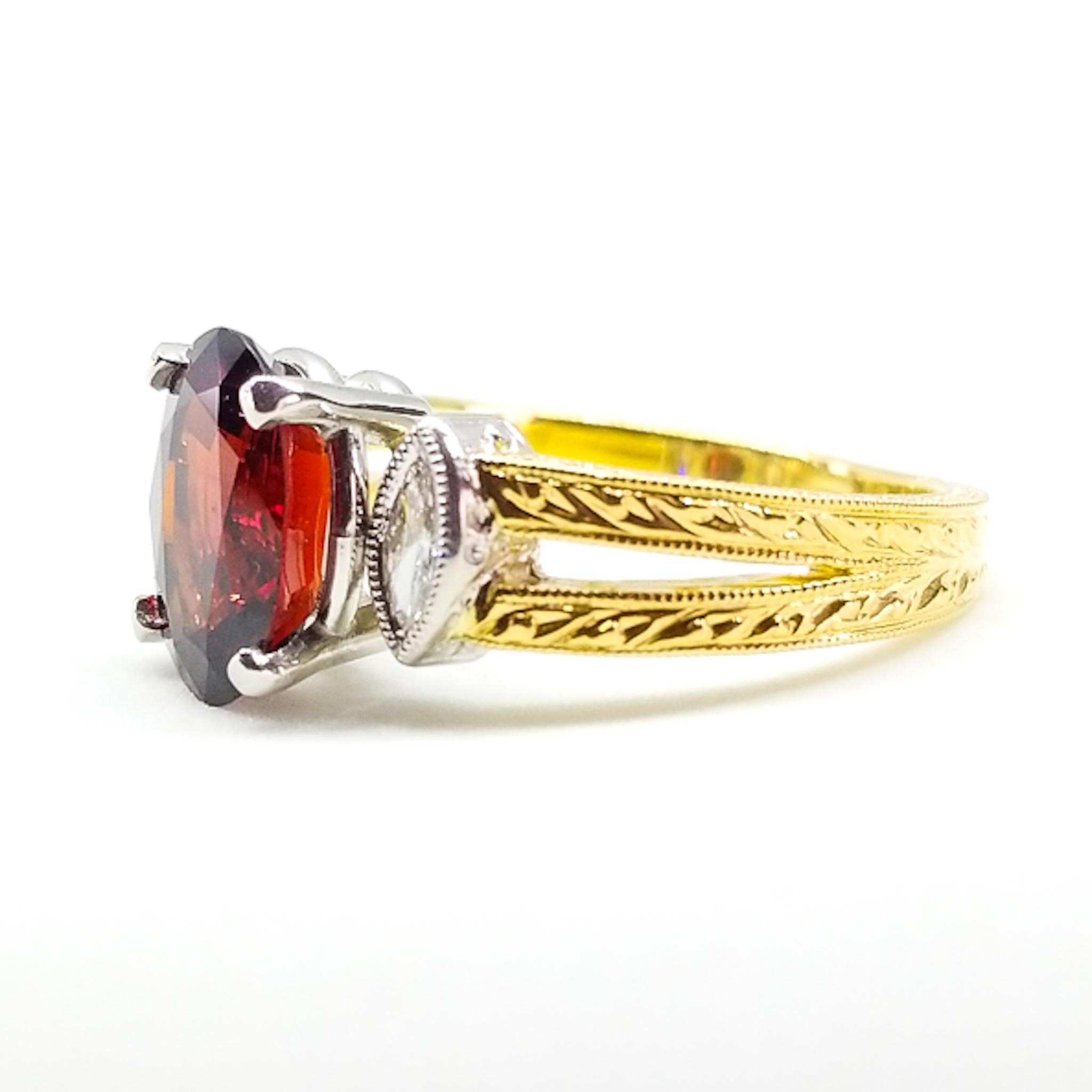 2.46 Carat GIA Certified Natural AAA Red Spinel .12 Diamond Ring Platinum 18KY en venta 3