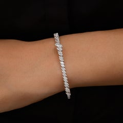 2.46 Carat Marquise Cut SI/H Diamond Oval Bangle Bracelet 14k Solid White Gold