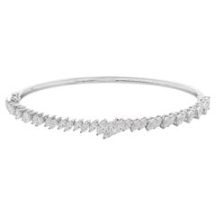 2,46 Karat Marquise Schliff SI/H Diamant Oval Armreif Armband 14k Solid White Gold