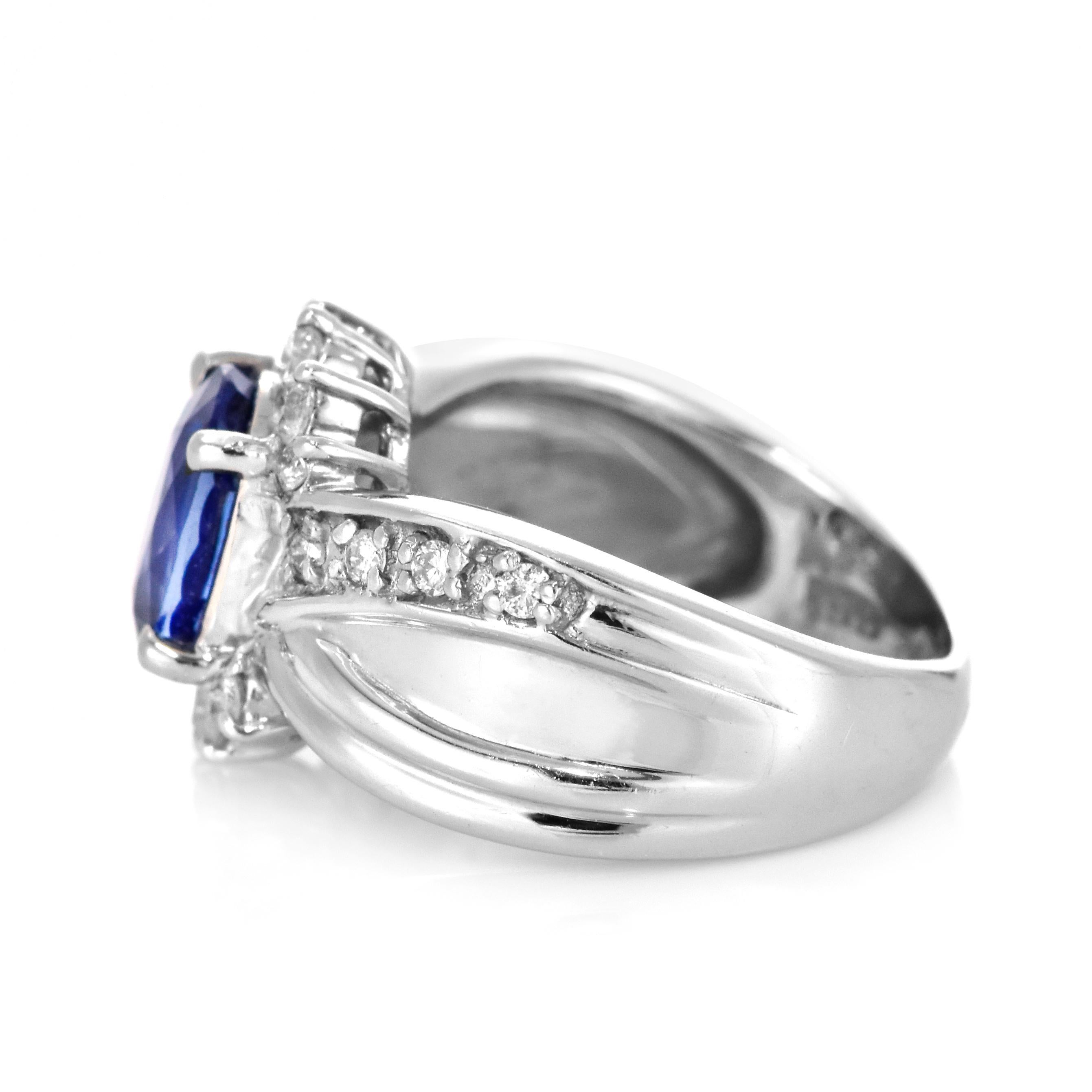 2,46 Karat natürlicher königsblauer Saphir und Diamantring aus Platin im Angebot 4