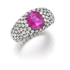 2.46 Carat Oval Statement Ruby Red  Quiet Power Modern Classic Diamond Ring