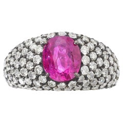 2.46 Carat Oval Statement Ruby Red  Quiet Power Modern Classic Diamond Ring