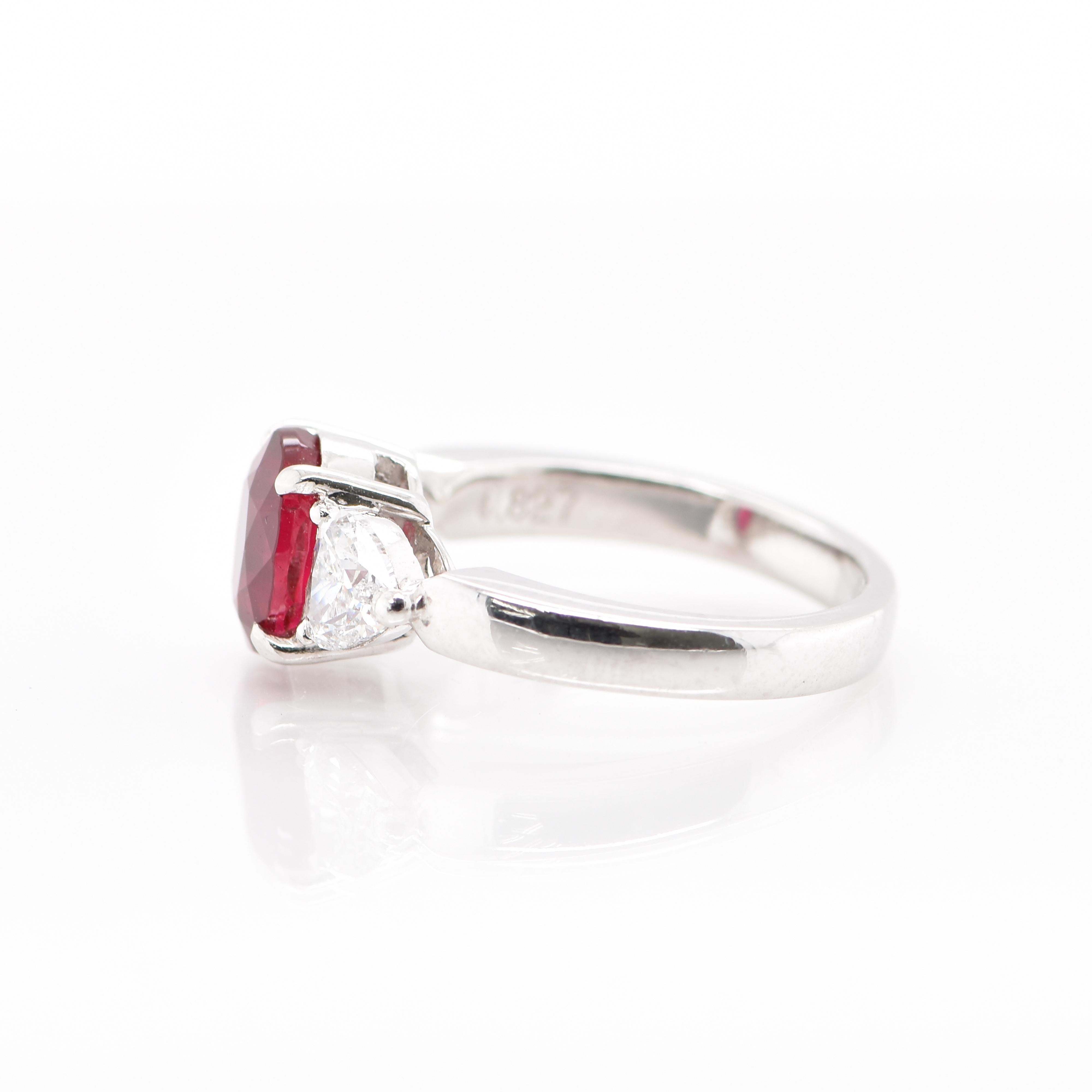 2.46 Carat Pigeon's Blood Burmese Ruby and Diamond Ring Set in Platinum In New Condition In Tokyo, JP