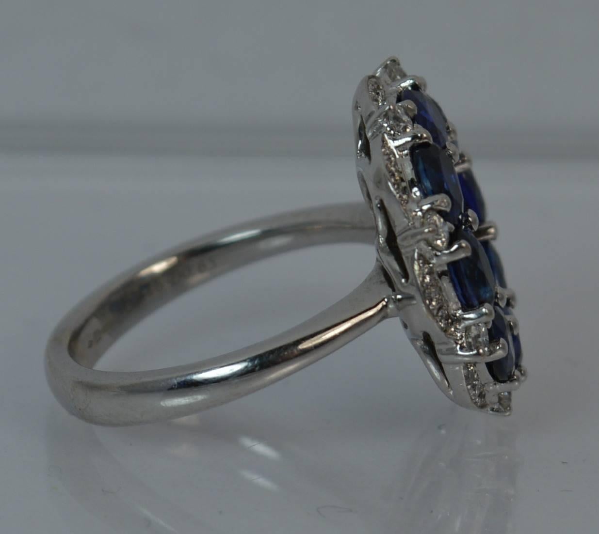 2.46 Carat Sapphire VS Diamond 18 Carat White Gold Cluster Ring 5