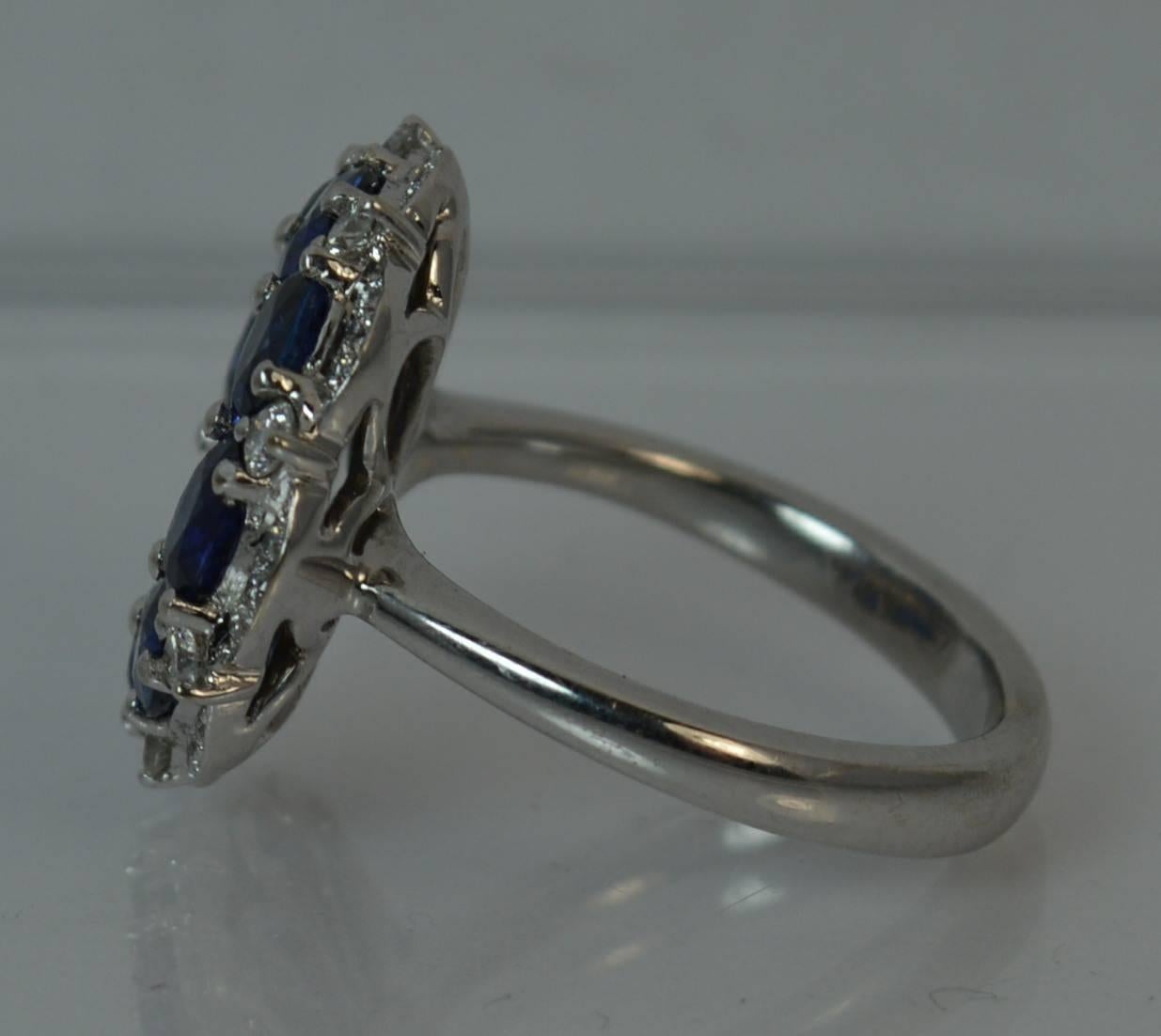 2.46 Carat Sapphire VS Diamond 18 Carat White Gold Cluster Ring 3
