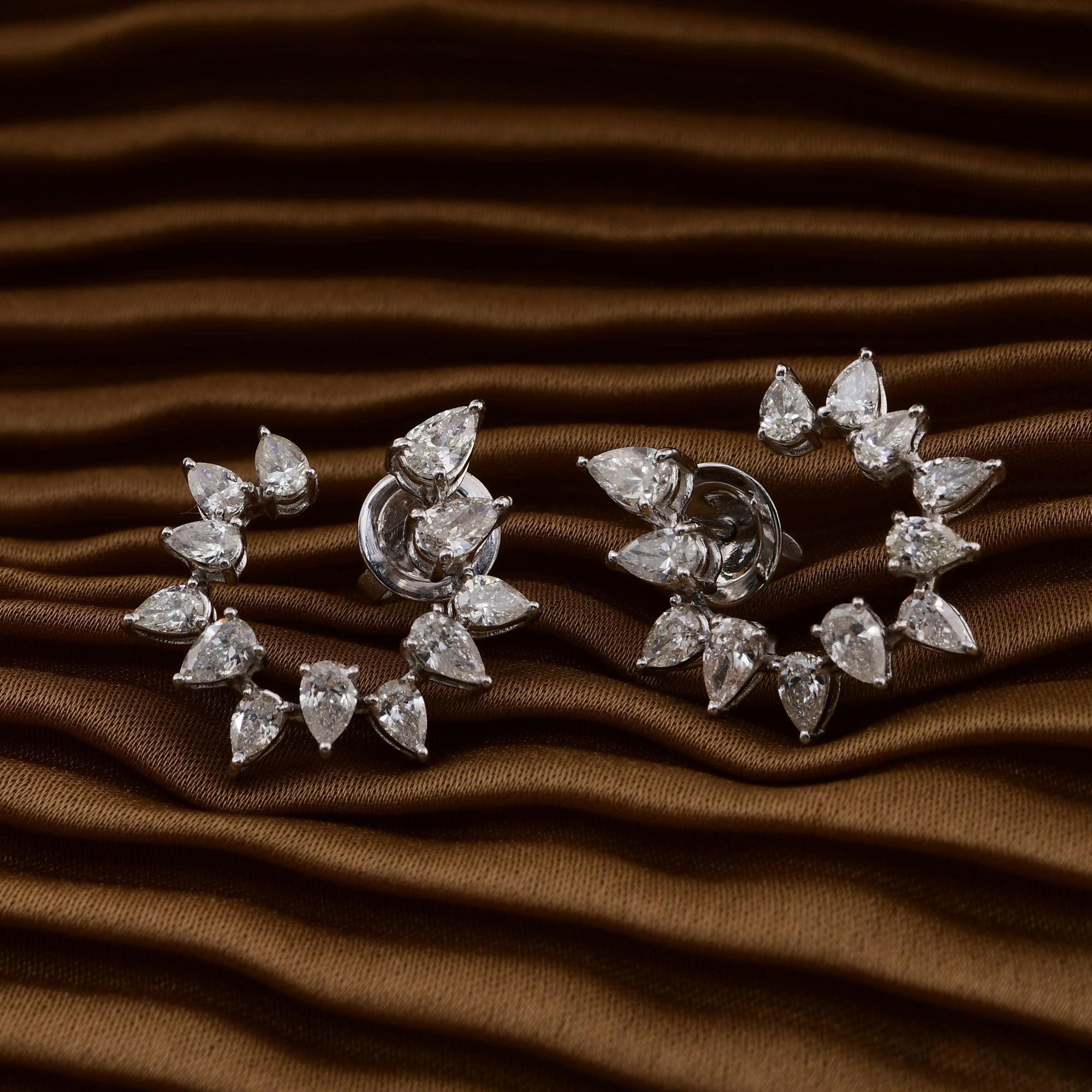2,46 Karat SI/H Birnenschliff Diamant-Ohrringe im Brillantschliff 18 Karat Weißgold Schmuck (Baguetteschliff) im Angebot