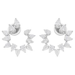 2.46 Carat SI/H Boucles d'oreilles diamant poire taille brillant Or blanc 18 Karat Bijoux