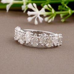 2.46 Carat SI/H Pear Diamond Half Eternity Band Ring 18 Karat White Gold