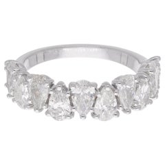 Bague demi-éternité sertie d'un diamant en forme de poire de 2,46 carats, pureté SI/H, en or blanc 18 carats
