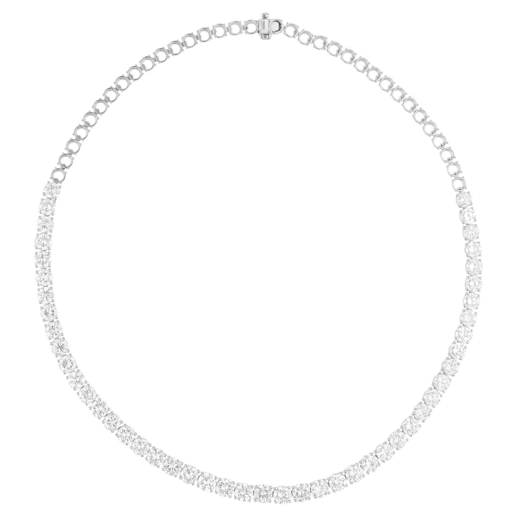 24.6 Carat SI/H Round Brilliant Cut Diamond Necklace 14 Karat White Gold Jewelry