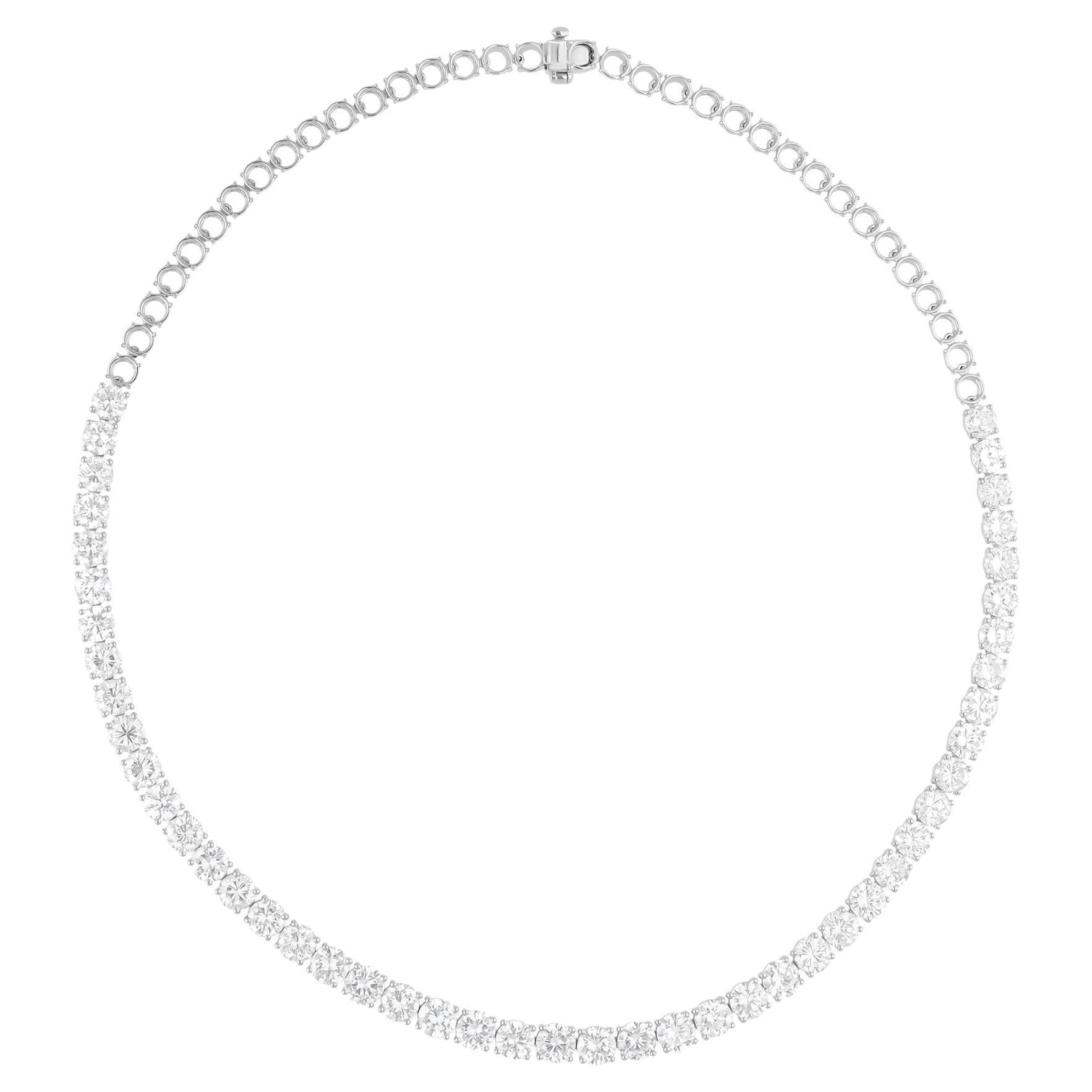 Collier de 24,6 carats SI/H de diamants ronds taillés en brillant Bijoux en or blanc 18 carats