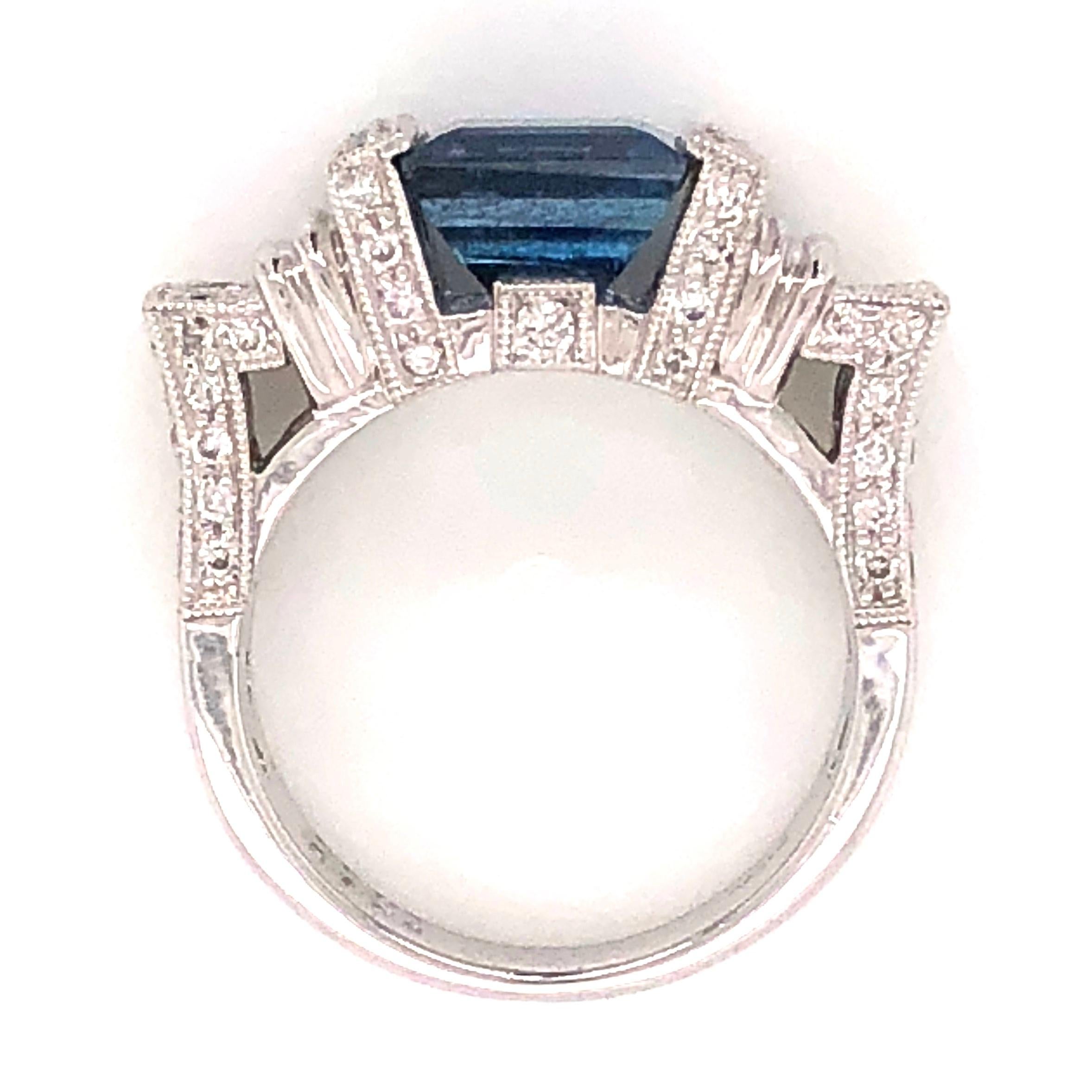 square cut aquamarine ring