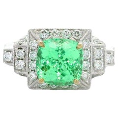 Anello in oro bianco 18k con granato tsavorite e diamante da 2,46 carati, certificato GIA