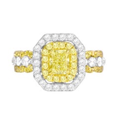 2.46 Ct T.W. Ring with GIA Certified 0.70 Ct Natural Fancy Yellow Center ref411