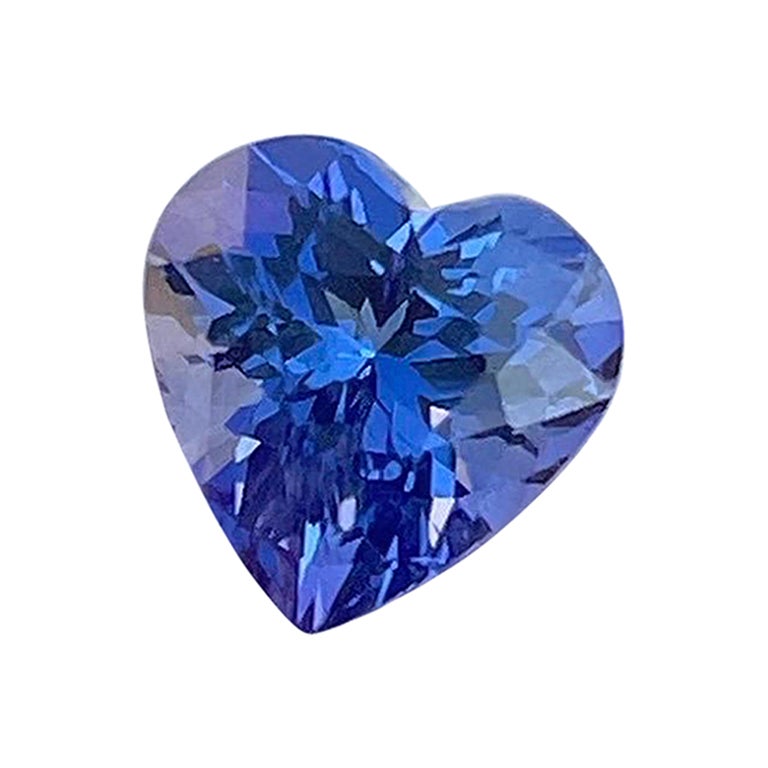 Boucle en forme de cœur avec tanzanite de 2,46 carats de couleur bleu riche et coupe parfaite en vente