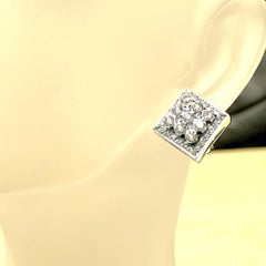 2.46 Carat 18 Karat Invisible/Pave Set Diamond Earring