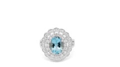 Oval Cut Aquamarine Fashion Ring In 925 Solid Sterling Silver(10x8) Gift For Mom