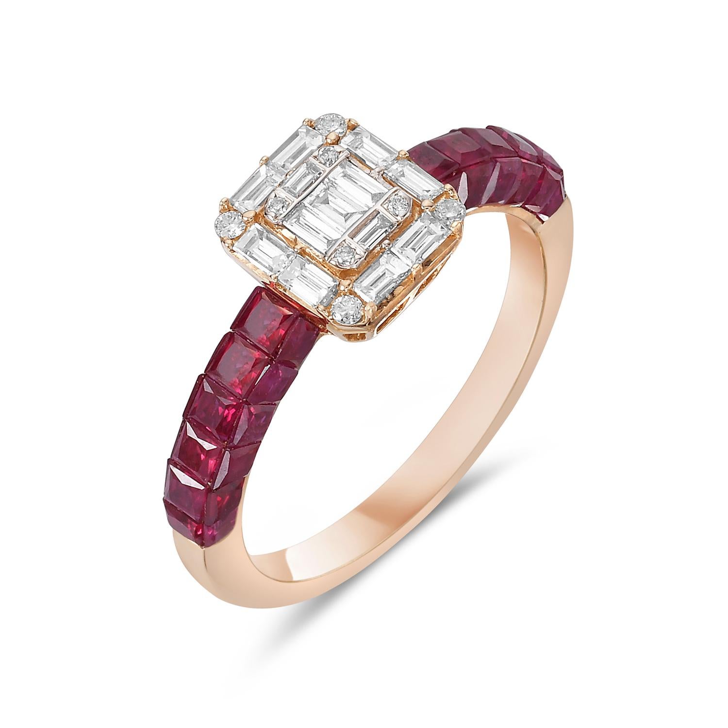 Artisan 2.46 Ct Ruby Ring With Diamonds In Center Made In 18k Gold For Sale