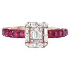 2.46 Ct Ruby Ring With Diamonds In Center Made In 18k Gold