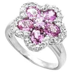 2.46 Tcw Natural Pink and Colorless Sapphires Ring, No Reserve Price