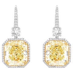 24.60 Carat Fancy Yellow GIA Diamond Earrings 