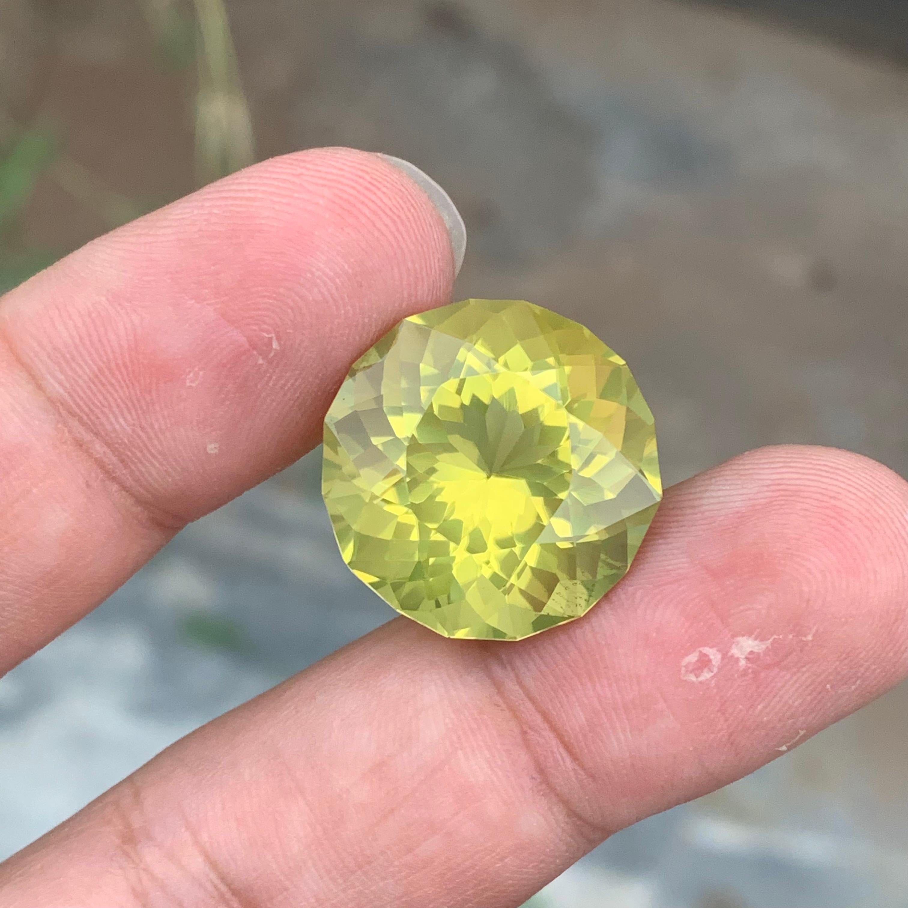 24.60 Carat Natural Loose Yellow Lemon Quartz Precision Round Cut Necklace Gem For Sale 7