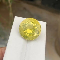 24.60 Carat Natural Loose Yellow Lemon Quartz Precision Round Cut Necklace Gem