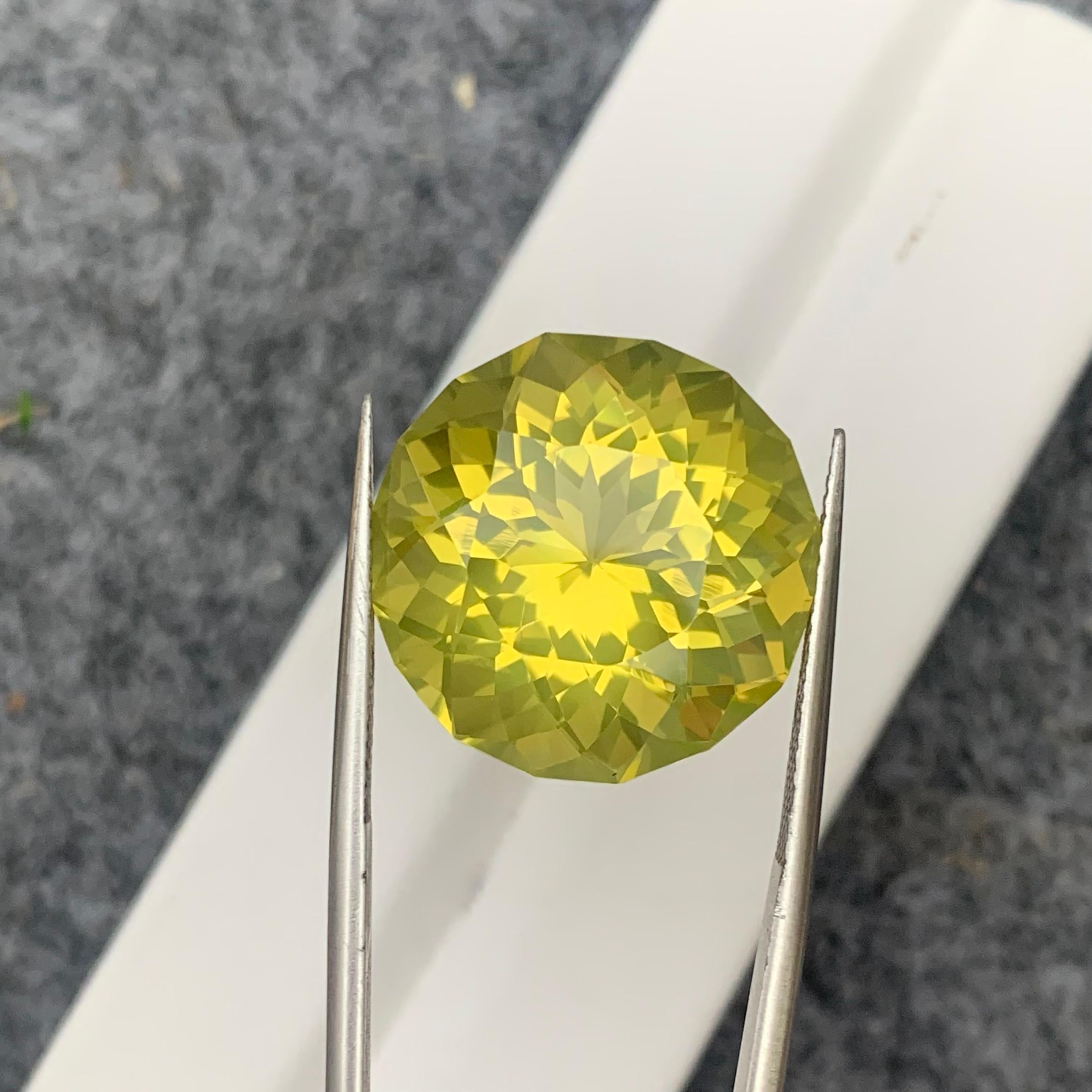24.60 Carat Natural Loose Yellow Lemon Quartz Precision Round Cut Necklace Gem In New Condition For Sale In Peshawar, PK