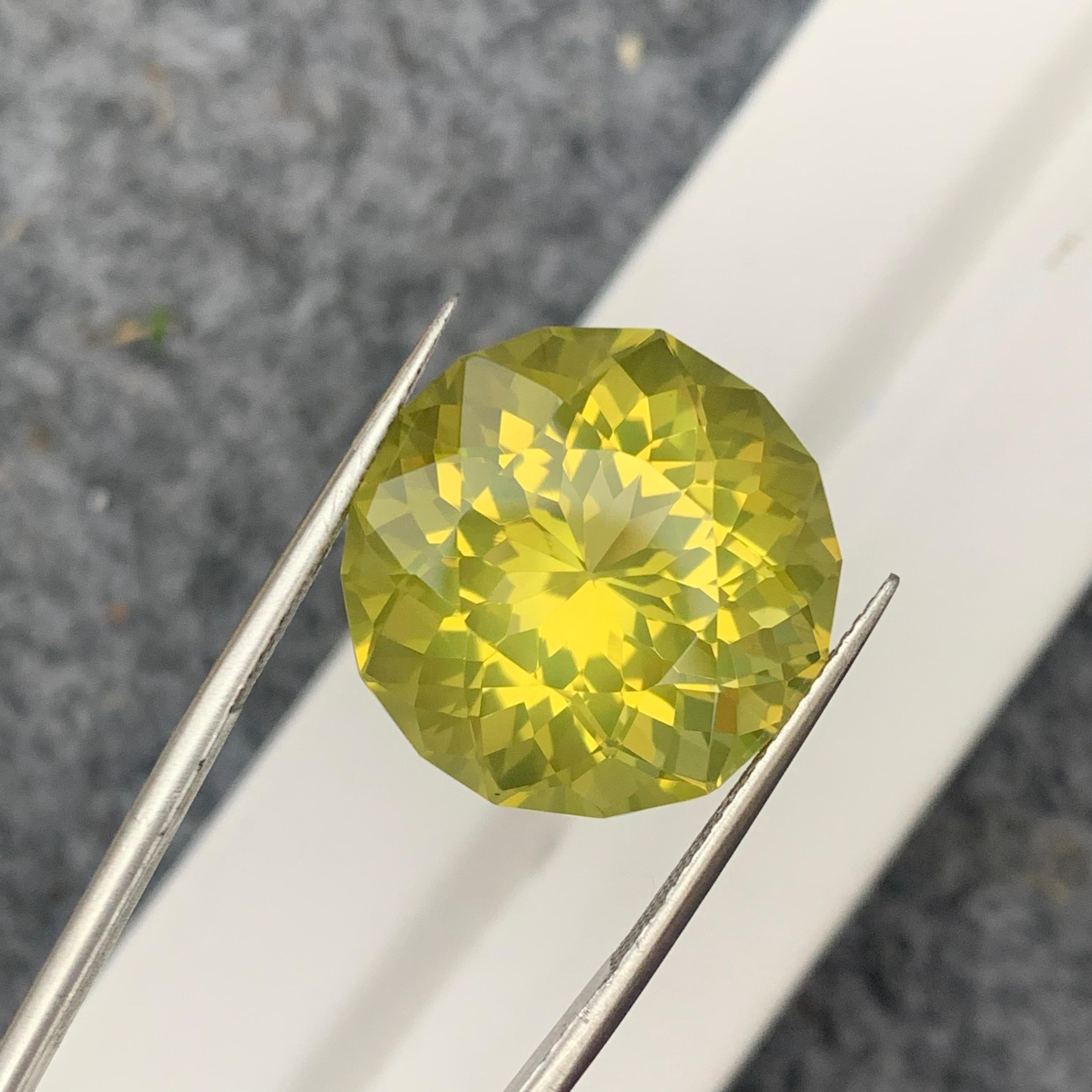 Women's or Men's 24.60 Carat Natural Loose Yellow Lemon Quartz Precision Round Cut Necklace Gem For Sale