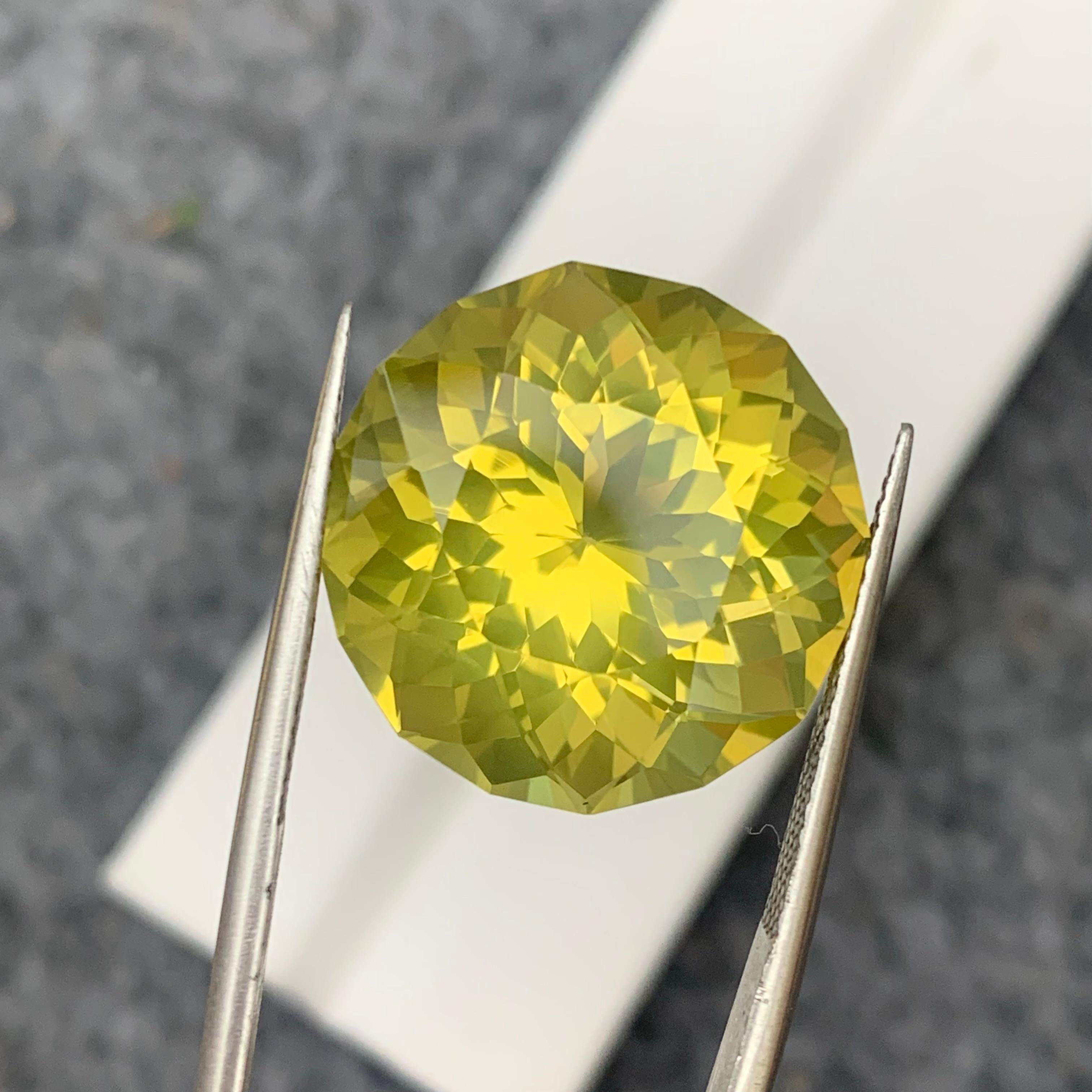 24.60 Carat Natural Loose Yellow Lemon Quartz Precision Round Cut Necklace Gem For Sale 2