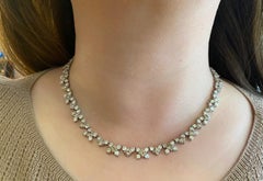 24.61 Carat Champagne & White Diamond Tennis Necklace in 18k White Gold