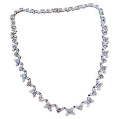 24.61 Carat Champagne & White Diamond Tennis Necklace in 18k White Gold