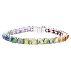 Armband aus 18 Karat Weißgold mit natürlichenen natürlichen Regenbogenfarbenen Edelsteinen 24,61 Karat
