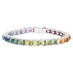 24.61 Carats Precious Stones set in 18K White Gold Bracelet