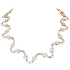 24.65 Carat Yellow Gold Diamond Link Necklace