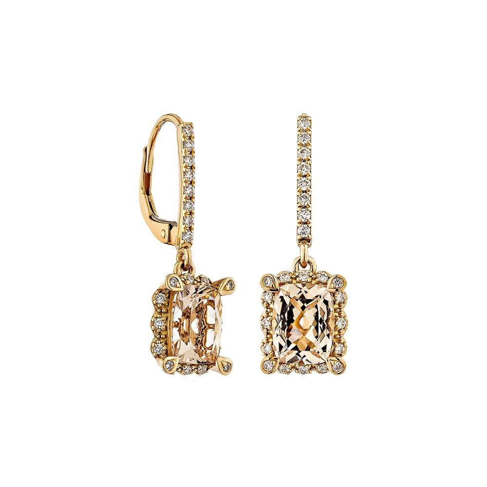 This collection includes a range of Morganite, which is a symbol of love and relationships, making it an excellent choice for a variety of applications. Accented with White Diamonds this Earing is made in Rose Gold and present a classic yet elegant