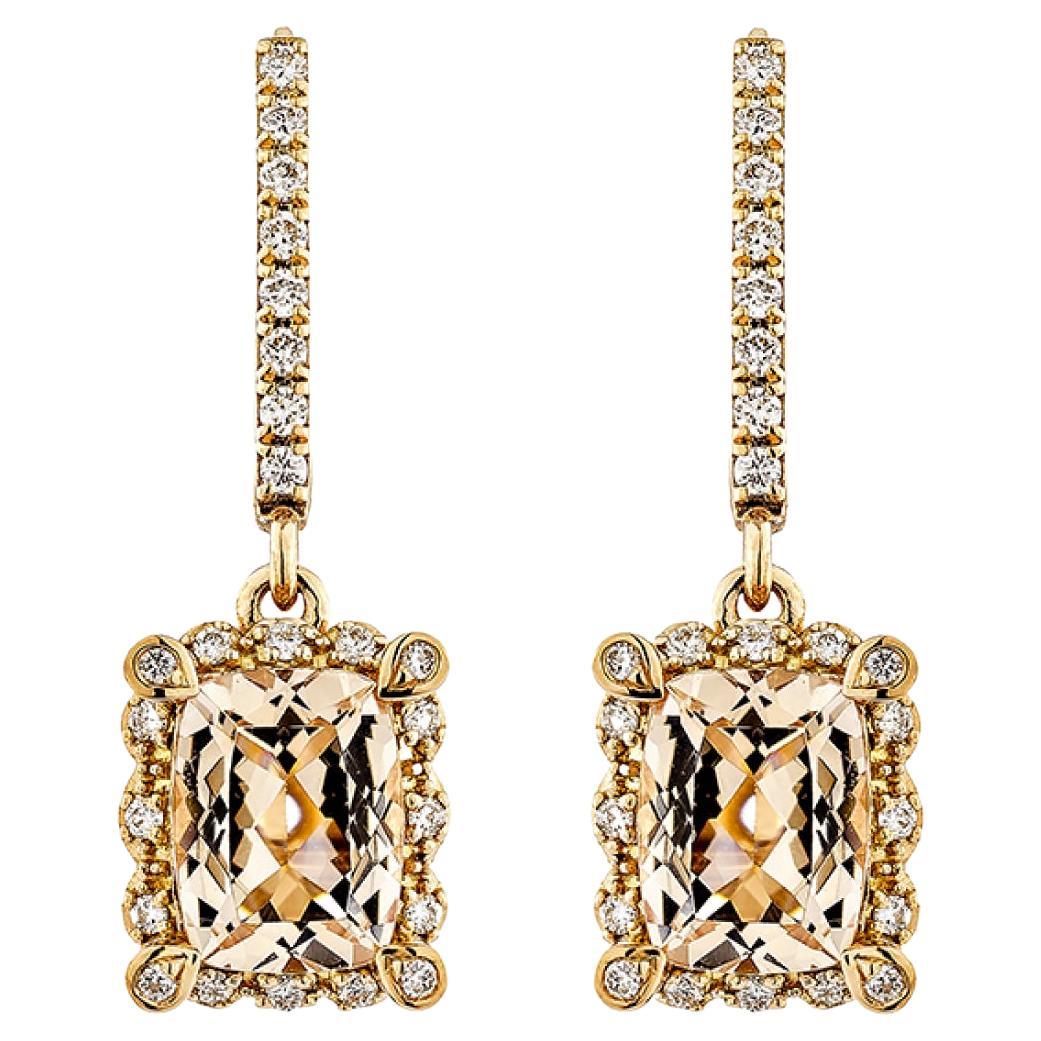 Sunita Nahata Morganite 2.46ct. Lever Back Earring in 18KRG with Diamond.