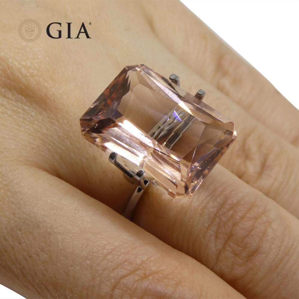 24.65ct Octagonal Orangy Pink Morganite GIA Certified In New Condition For Sale In Toronto, Ontario