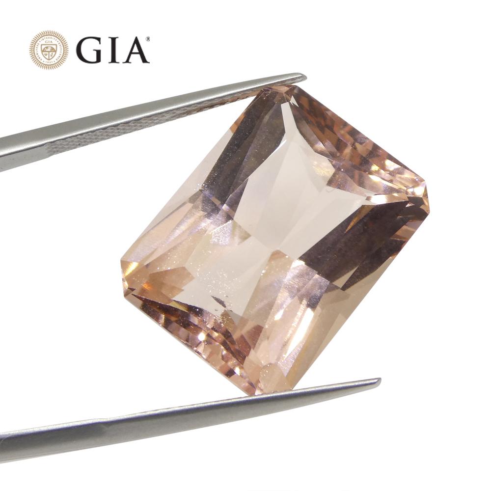 24.65ct Octagonal Orangy Pink Morganite GIA Certified For Sale 1