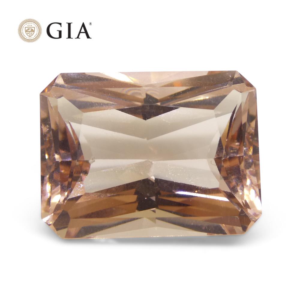 The GIA report reads as follows:

GIA Report Number: 2225341788
Shape: Octagonal
Cutting Style: Modified Brilliant Cut
Cutting Style: Crown:
Cutting Style: Pavilion:
Transparency: Transparent
Color: Orangy Pink

 

RESULTS
Species: Natural