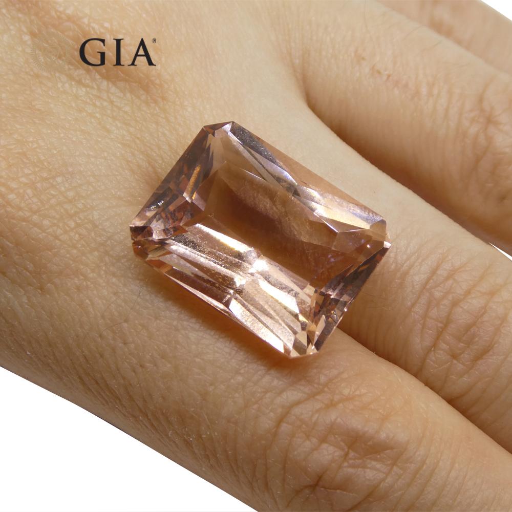 Octagon Cut 24.65ct Octagonal Orangy Pink Morganite GIA Certified For Sale