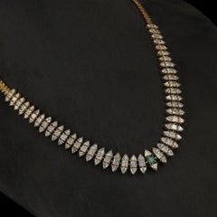 24.68 Carat G/SI Diamond Emerald Statement Necklace in 14k Solid Yellow Gold