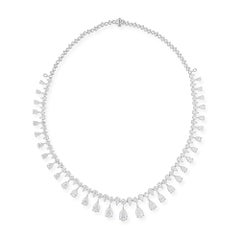 24,68 carati SI/H Pear Round Brilliante Cut Diamond Collana in oro bianco 14 carati