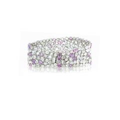24.68 Rose cut Diamonds and 11.05 cts of Pink Sapphire Bracelet