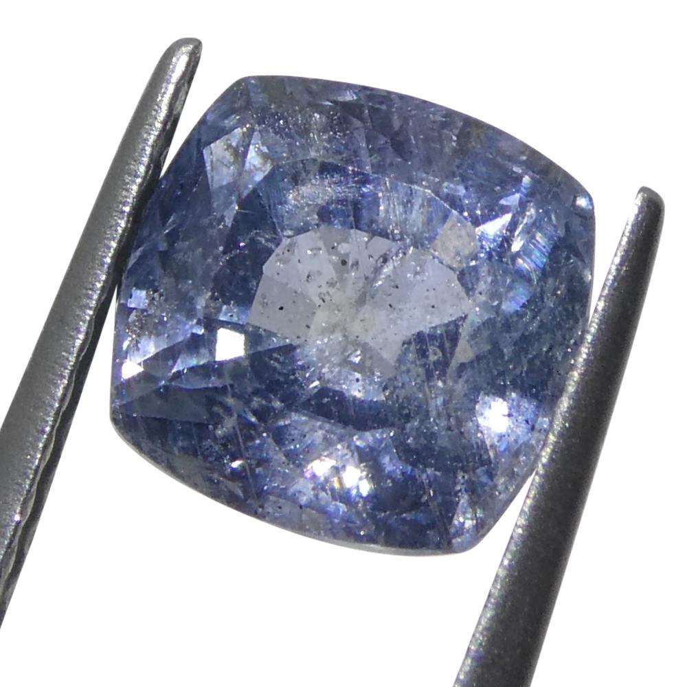 2,46 Karat blauer Saphir im Kissenschliff aus Tansania, unerhitzt (Brillantschliff) im Angebot