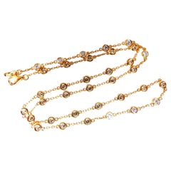 2,46 Karat Diamanten Eternity Station by Yard Double Wrap Halskette 14kt I/vs