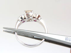 2.46CT Natural fancy color light brown diamond ruby ring 18kt. Three Stone*