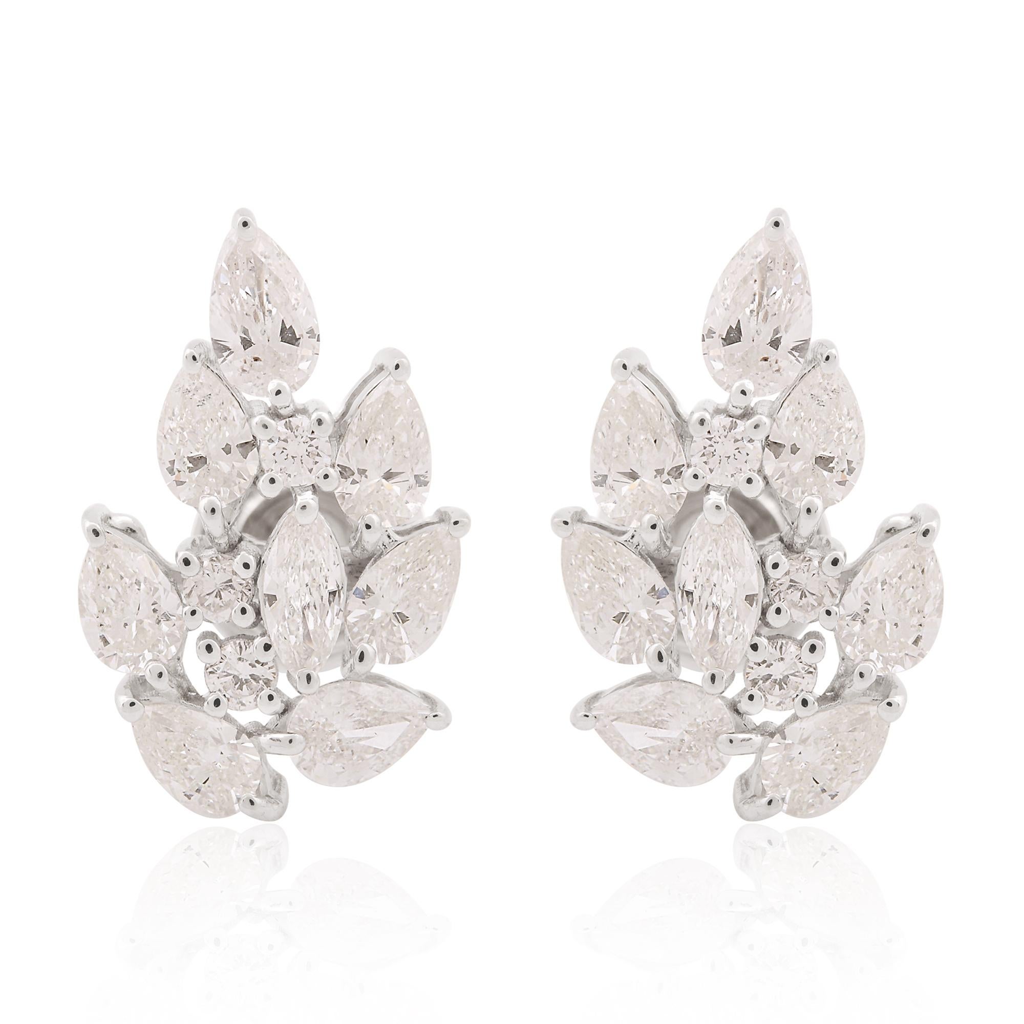 Pendientes de oro de 14 quilates con diseño de hoja de diamantes talla pera de 2,46 quilates Todos los aranceles pagados Corte pera en venta